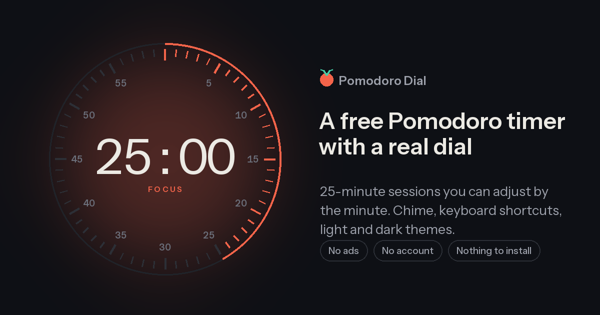 I built a free Pomodoro timer with a visual dial and built-in tasks — no sign-up